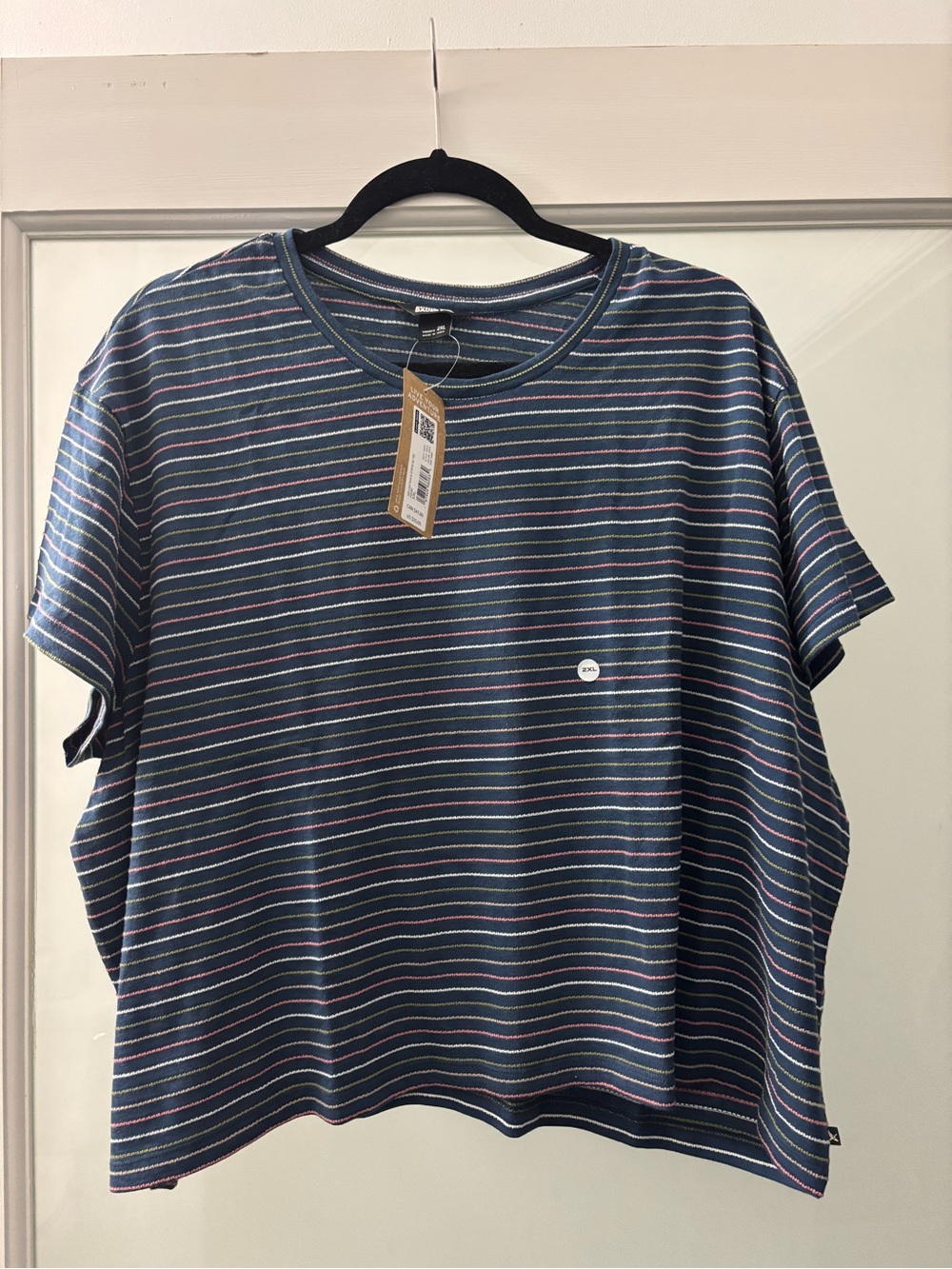 NWT Eddie Bauer Striped Short Sleeve Tee - Navy Multi